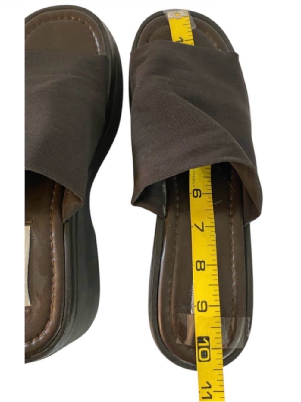 Y2K Steve Madden Sling 30 Stretch Knit Platform Slides Sandals Dark Brown Size 9 - Picture 8 of 10